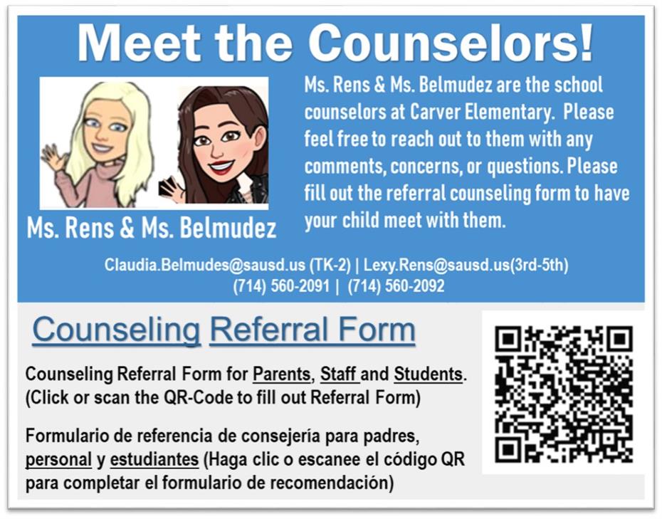 Connect with Ms. Rens, School Counselor